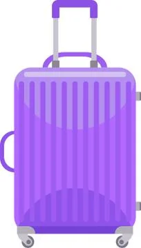 Purple suitcase with wheels and a pull-out gray metal handle for travel Stock Illustration