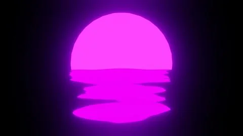 Purple Sunset reflection in water or the ocean on black background. Stock Illustration