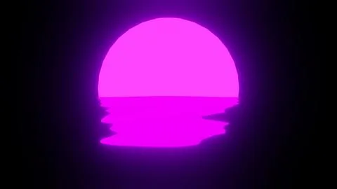 Purple Sunset reflection in water or the ocean on black background. Stock Illustration