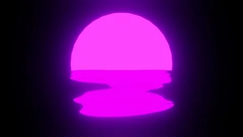 Purple Sunset reflection in water or the ocean on black background. Stock Illustration