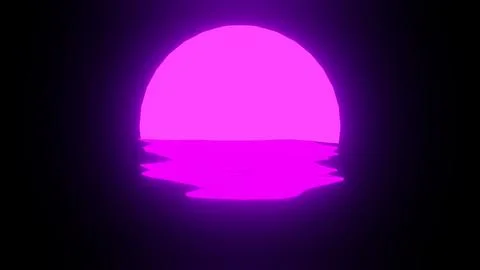 Purple Sunset reflection in water or the ocean on black background. Stock Illustration