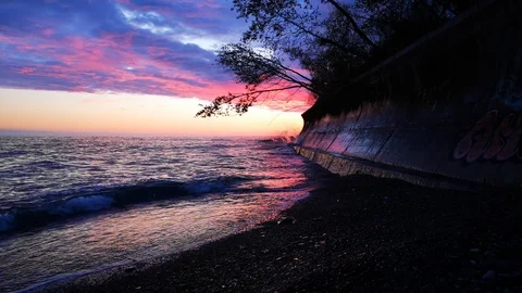 Purple sunset on the sea. Stock Footage 109337125