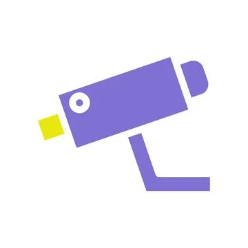 Purple surveillance camera icon security system concept Illustrazione stock