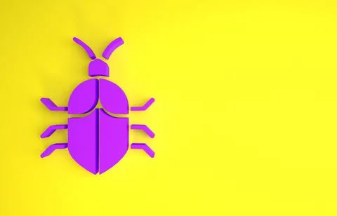 Purple System bug concept icon isolated on yellow background. Code bug concep Illustrazione stock