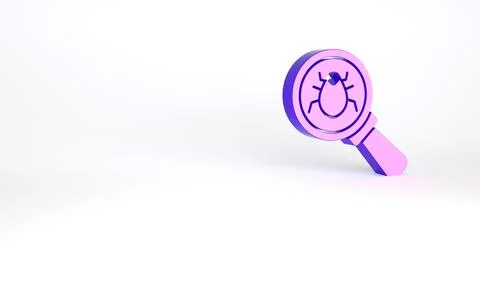Purple System bug concept icon isolated on white background. Code bug concept Stock Illustration