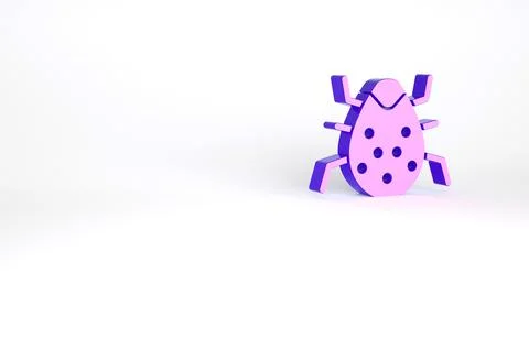 Purple System bug concept icon isolated on white background. Code bug concept Stock Illustration