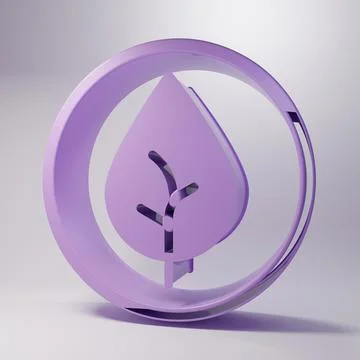 Purple Tea leaf icon isolated on grey background. Tea leaves. Minimalism co.. Illustrazione stock