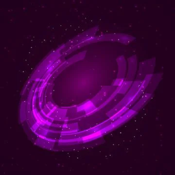 Purple technology abstract circle background. UFO cosmic vector illustration. Stock Illustration