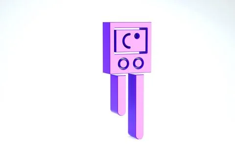 Purple Temperature and humidity sensor icon isolated on white background. 3d  Stock Illustration