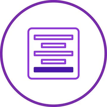 Purple text alignment icon in outline style perfect for user interface design 스톡 일러스트
