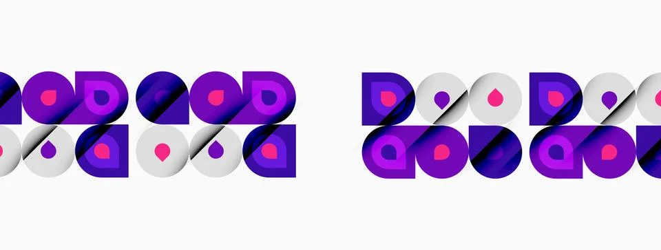 Purple text repeats good pattern. Minimalist design features geometric shapes Stock Illustration