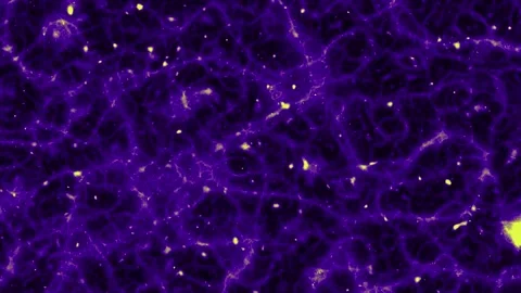 Purple texture with yellow flashes in action. Pulsation and movement. Stock Footage 309090295