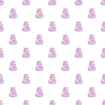 Purple tiered cake pattern celebrating sweet dessert moments Stock Illustration