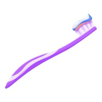 Purple toothbrush with toothpaste maintaining oral hygiene Illustrazione stock