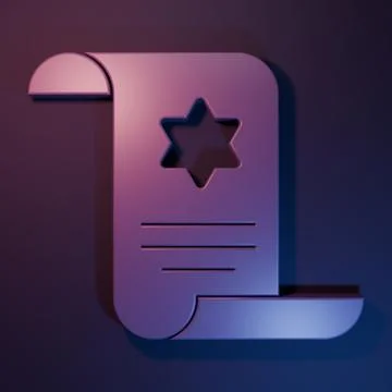 Purple Torah scroll icon isolated on purple-blue background. Jewish Torah i.. Stock Illustration