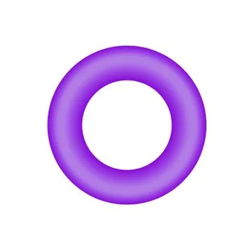 Purple torus basic simple 3d shapes isolated on white background, geometric t Illustrazione stock