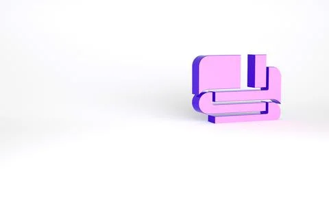 Purple Towel stack icon isolated on white background. Minimalism concept. 3d  스톡 일러스트