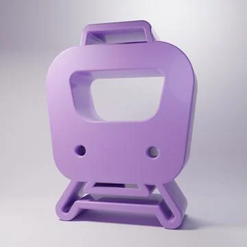 Purple Train icon isolated on grey background. Public transportation symbol.. 스톡 일러스트