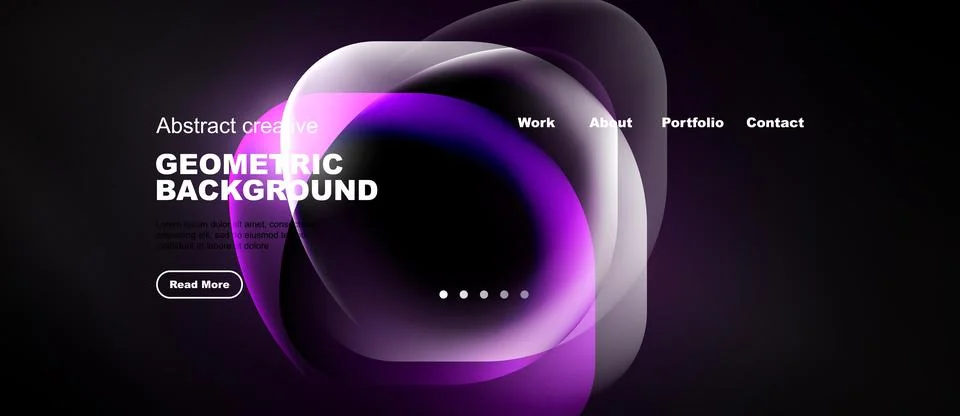 Purple translucent blobs web page template, site header vector design Stock Illustration