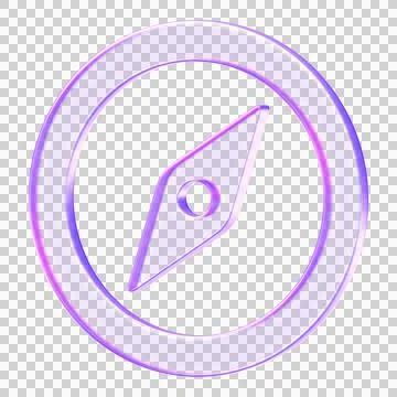 Purple translucent compass icon in modern glassmorphism style for navigatio.. Stock Illustration