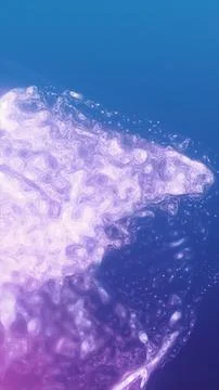 Purple translucent fluid cloud on a blue background, forming an abstract gl.. Stock Photos