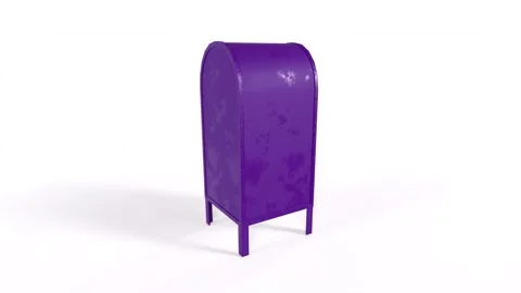 Purple Trash Bin rotating in loop on white background Stock Footage 276309625