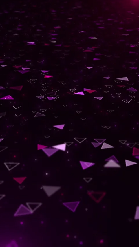 Purple triangle particle motion background floating geometric shapes, magenta gl Stock Footage 340574867