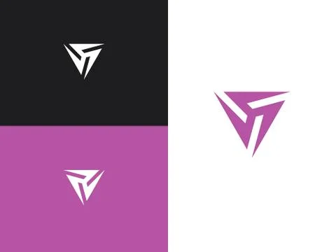 Purple triangle vector emblem logo image icon Stock Illustration