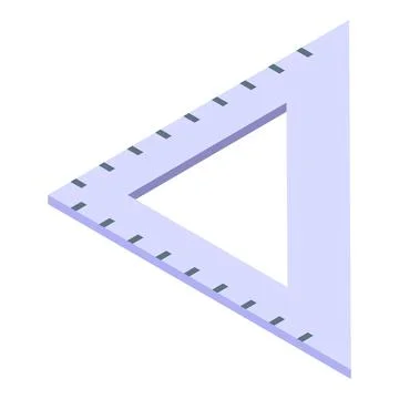 Purple triangular ruler lying on white background isometric illustration Stock Illustration