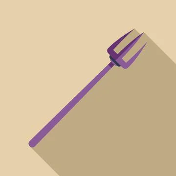 Purple trident pointing up on beige background with long shadow 스톡 일러스트