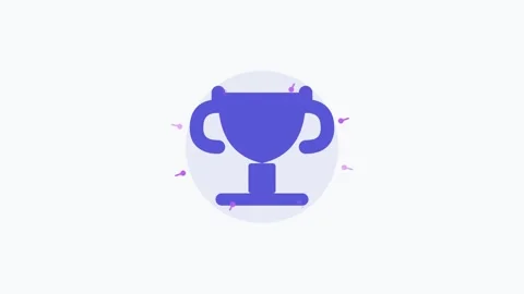 Purple trophy award icon flat design icon for achievement winner. Clean minimal Stock Footage 342622570