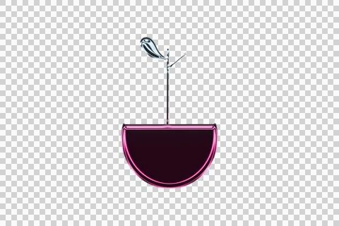 Purple trophy cup with silver wings and star on black background transparent Stock Illustration