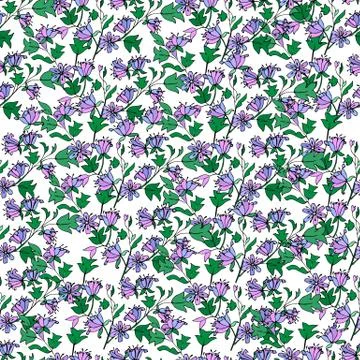 Purple tulip tree seamless pattern. Stock Illustration