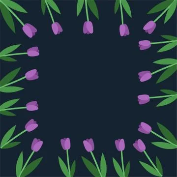Purple tulips in a frame Illustrazione stock