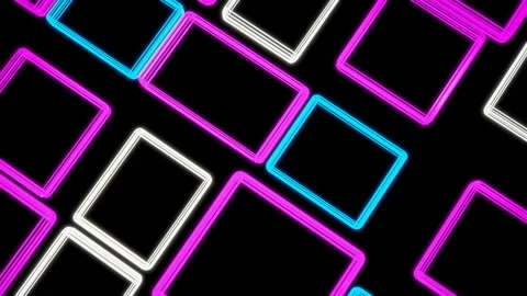 Purple turquoise glowing rectangular frames expand and contract against a black  Stock Footage 158441549
