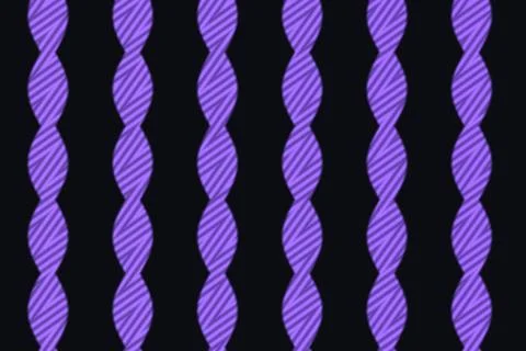 Purple twisted ribbons repeat in vertical columns across a dark background Stock Illustration