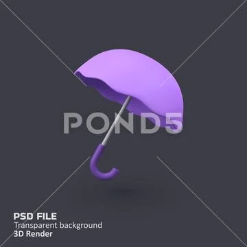 Purple umbrella isolated 3d render icon illustration PSD Template