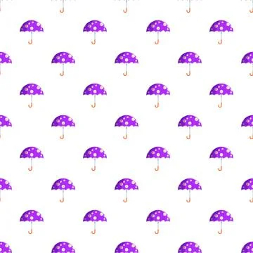Purple umbrellas with floral pattern seamless background Illustrazione stock