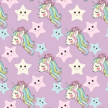 Purple unicorn with star pattern vector 스톡 일러스트