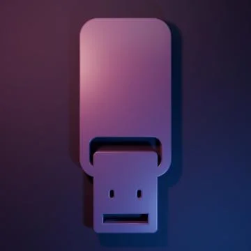 Purple USB flash drive icon isolated on purple-blue background. Minimalism .. Stock Illustration