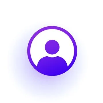 Purple user icon in the circle. A solid gradient. Stock Illustration