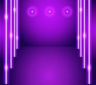 Purple vector background - empty room with lights Stock Illustration