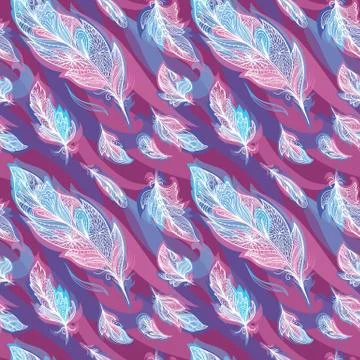 Purple Vector Boho Pattern Stock Illustration