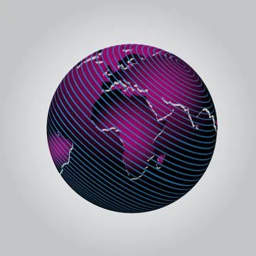 Purple vector communication globe icon grid design Stock Illustration