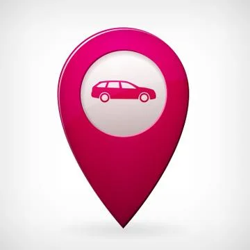 Purple vector map car pointer, isolated from background, layered Ilustração Stock
