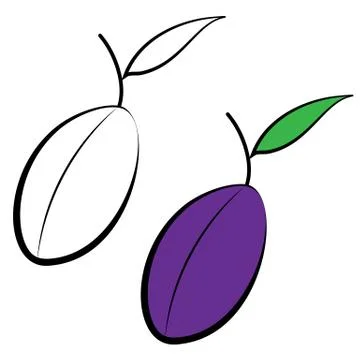 Purple vector plums. Stock Illustration