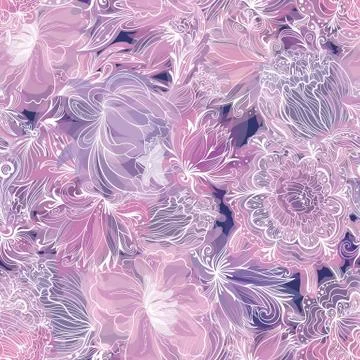 Purple Vector Soft Floral Pattern Illustrazione stock