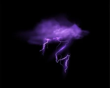 Purple vector thundercloud with smog and lightning. Stock Illustration