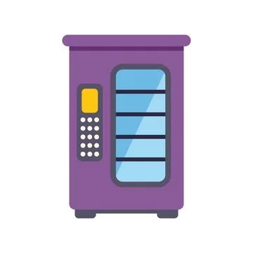 Purple vending machine dispensing drinks and snacks Ilustración de archivo