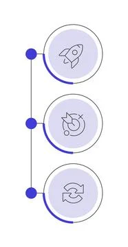 Purple vertical timeline infographic 3 steps Illustrazione stock